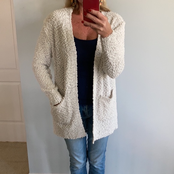 Off White Popcorn Texture Open Cardigan - Picture 9 of 9